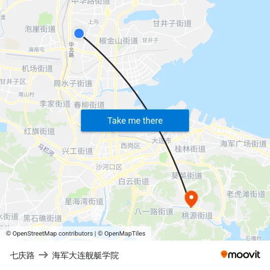 七庆路 to 海军大连舰艇学院 map