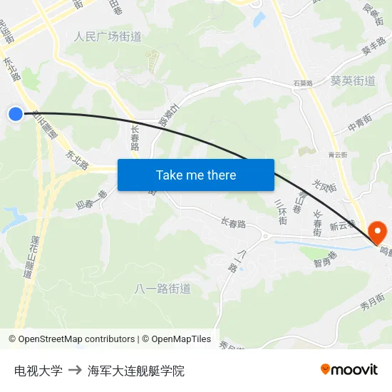 电视大学 to 海军大连舰艇学院 map