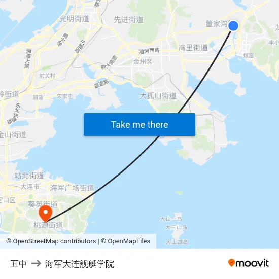 五中 to 海军大连舰艇学院 map