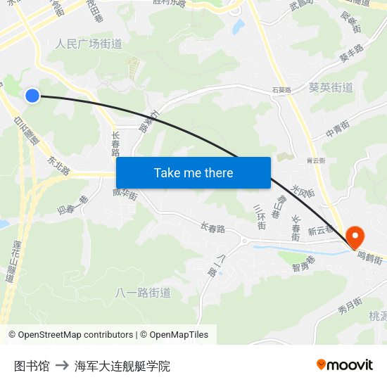 图书馆 to 海军大连舰艇学院 map