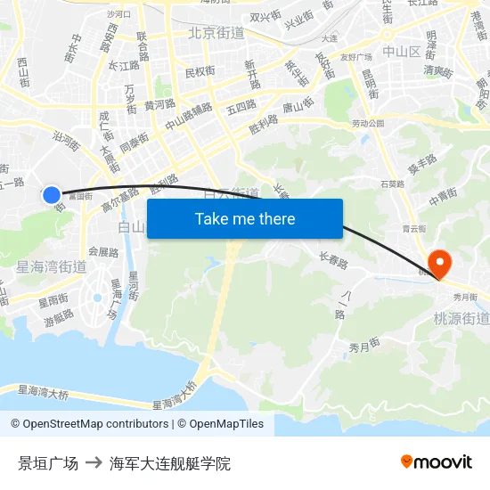 景垣广场 to 海军大连舰艇学院 map