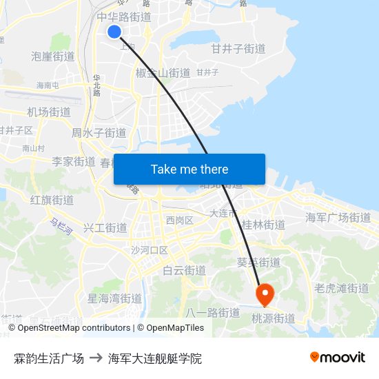 霖韵生活广场 to 海军大连舰艇学院 map