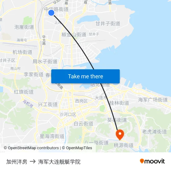 加州洋房 to 海军大连舰艇学院 map