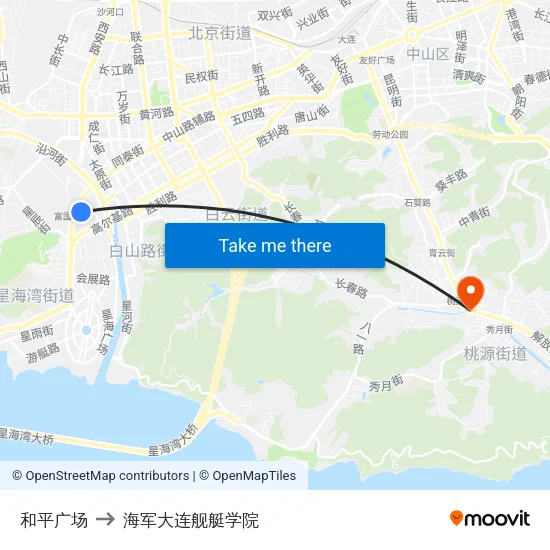和平广场 to 海军大连舰艇学院 map