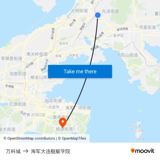 万科城 to 海军大连舰艇学院 map