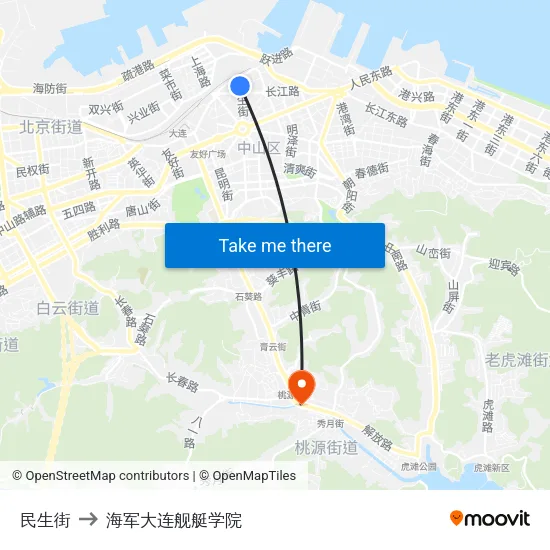 民生街 to 海军大连舰艇学院 map