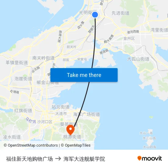 福佳新天地购物广场 to 海军大连舰艇学院 map