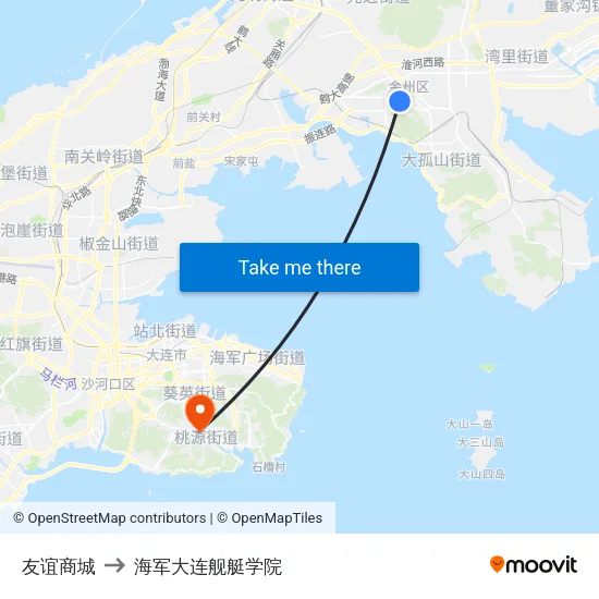 友谊商城 to 海军大连舰艇学院 map
