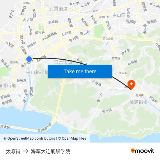 太原街 to 海军大连舰艇学院 map