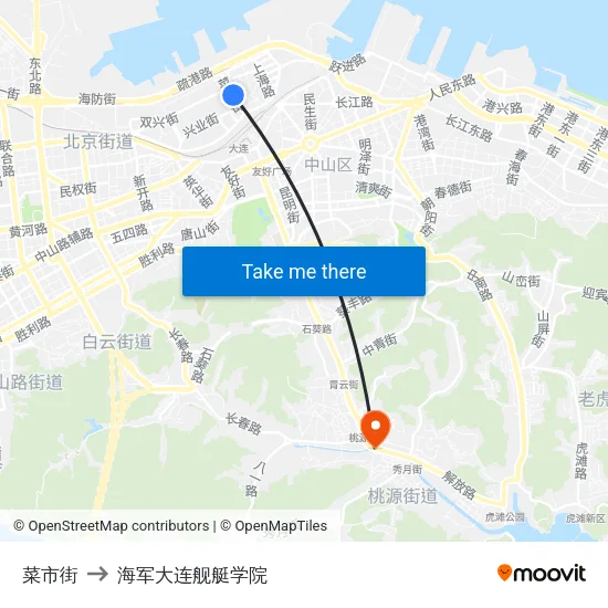 菜市街 to 海军大连舰艇学院 map