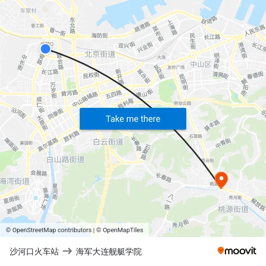 沙河口火车站 to 海军大连舰艇学院 map