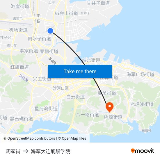 周家街 to 海军大连舰艇学院 map
