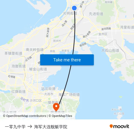 一零九中学 to 海军大连舰艇学院 map