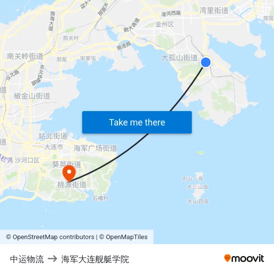 中运物流 to 海军大连舰艇学院 map
