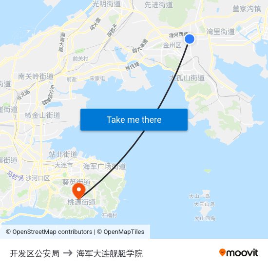 开发区公安局 to 海军大连舰艇学院 map