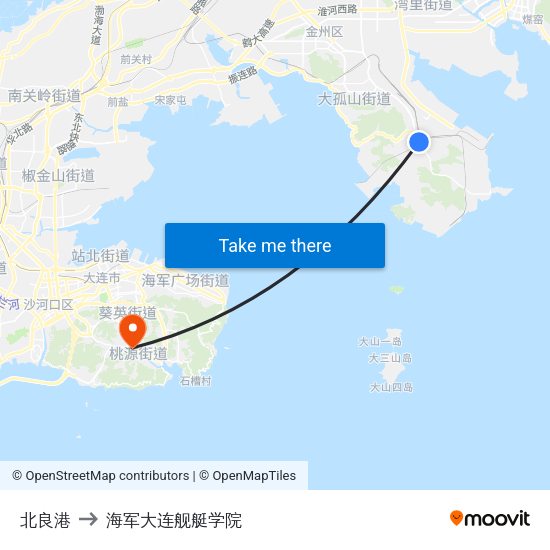 北良港 to 海军大连舰艇学院 map