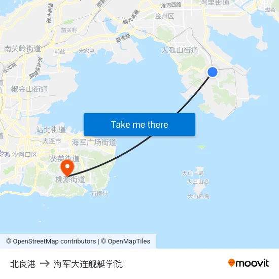 北良港 to 海军大连舰艇学院 map