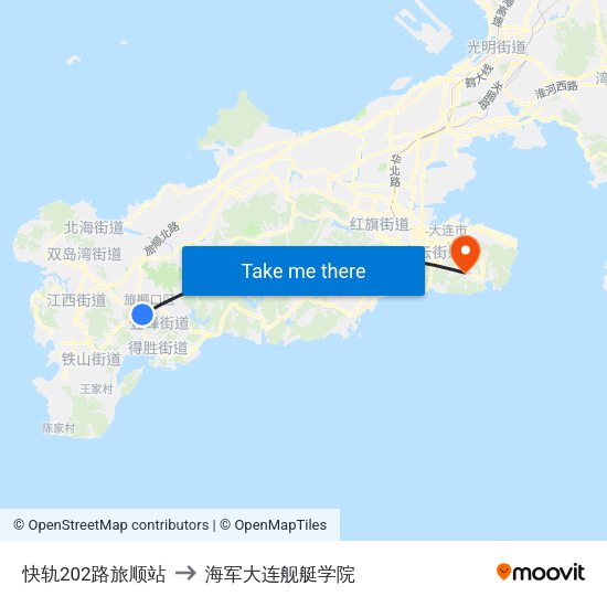 快轨202路旅顺站 to 海军大连舰艇学院 map