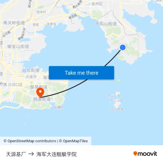 天源基厂 to 海军大连舰艇学院 map