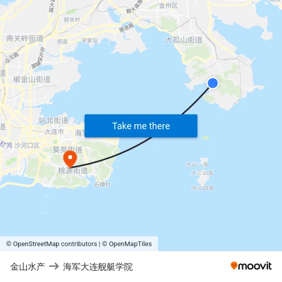 金山水产 to 海军大连舰艇学院 map