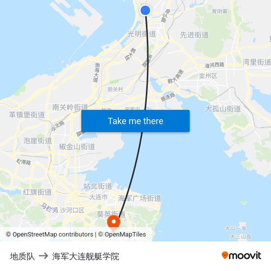 地质队 to 海军大连舰艇学院 map