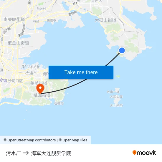 污水厂 to 海军大连舰艇学院 map