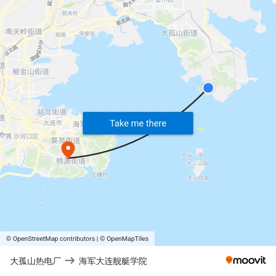 大孤山热电厂 to 海军大连舰艇学院 map