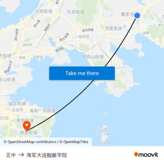五中 to 海军大连舰艇学院 map