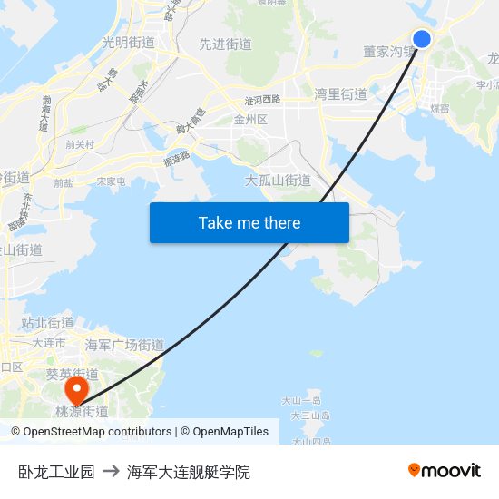卧龙工业园 to 海军大连舰艇学院 map