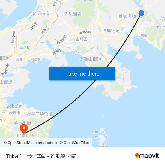 Thk瓦轴 to 海军大连舰艇学院 map