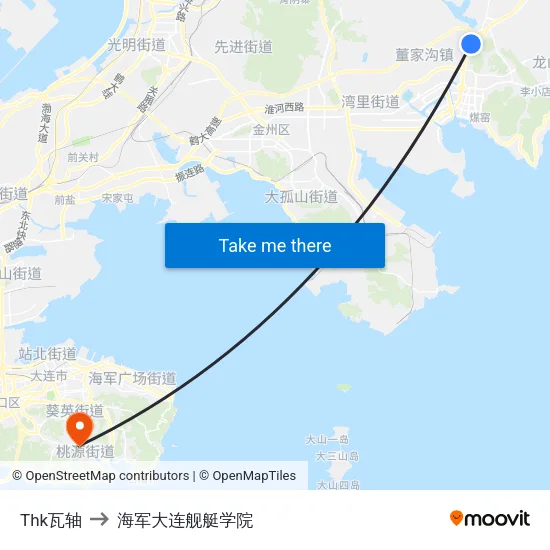 Thk瓦轴 to 海军大连舰艇学院 map