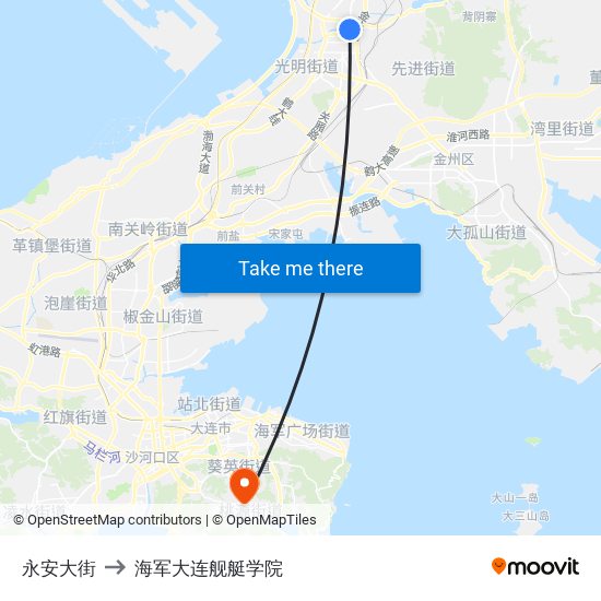 永安大街 to 海军大连舰艇学院 map