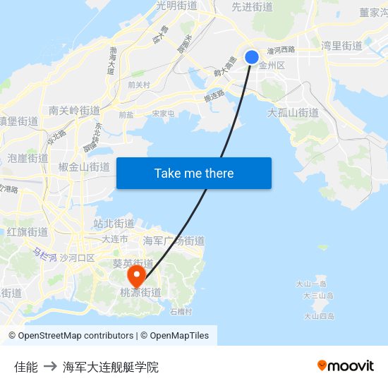 佳能 to 海军大连舰艇学院 map