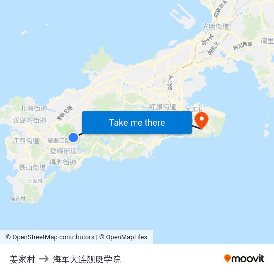 姜家村 to 海军大连舰艇学院 map