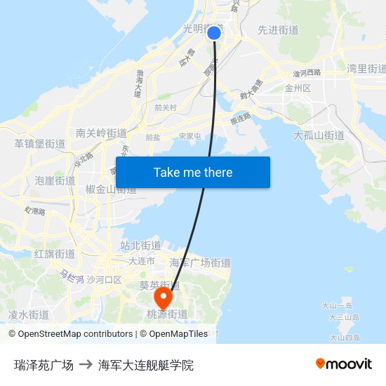 瑞泽苑广场 to 海军大连舰艇学院 map
