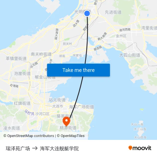 瑞泽苑广场 to 海军大连舰艇学院 map