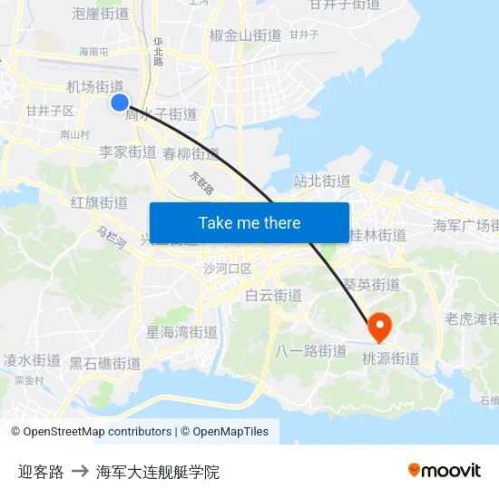 迎客路 to 海军大连舰艇学院 map