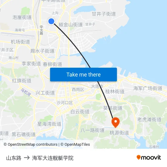 山东路 to 海军大连舰艇学院 map