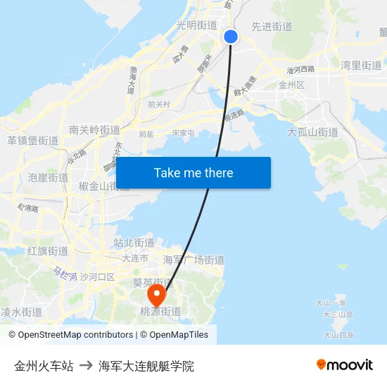 金州火车站 to 海军大连舰艇学院 map