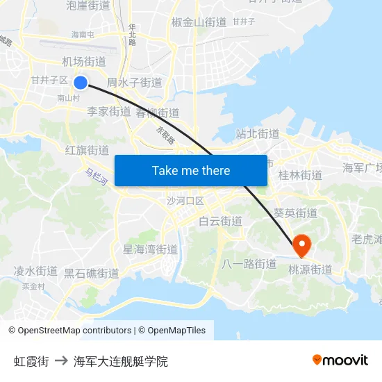 虹霞街 to 海军大连舰艇学院 map