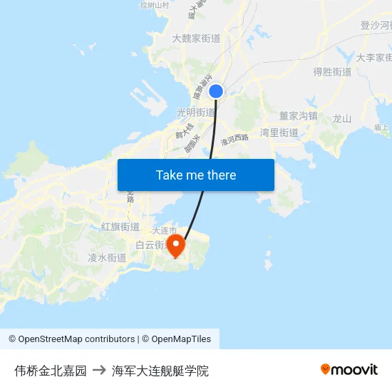 伟桥金北嘉园 to 海军大连舰艇学院 map