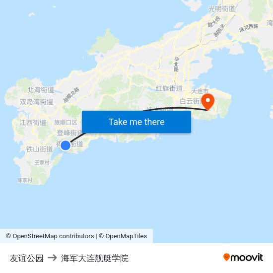 友谊公园 to 海军大连舰艇学院 map