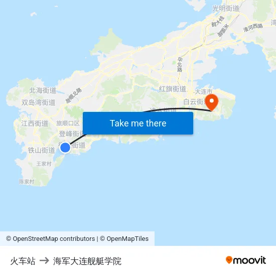 火车站 to 海军大连舰艇学院 map