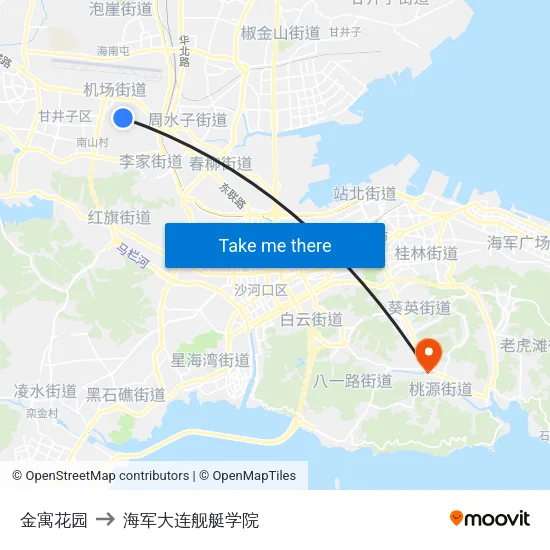 金寓花园 to 海军大连舰艇学院 map