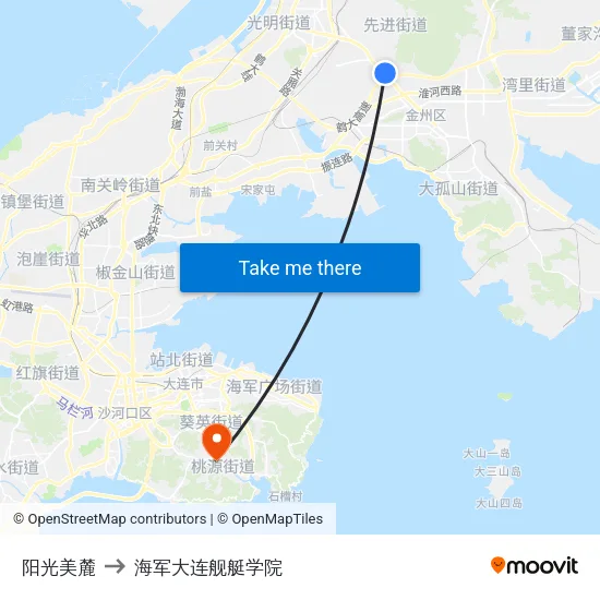 阳光美麓 to 海军大连舰艇学院 map