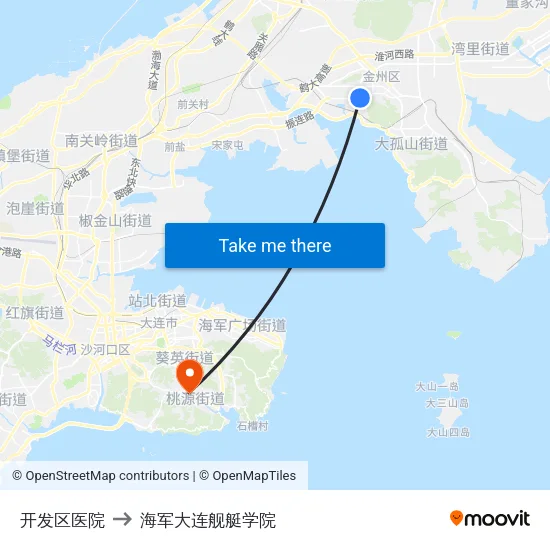 开发区医院 to 海军大连舰艇学院 map