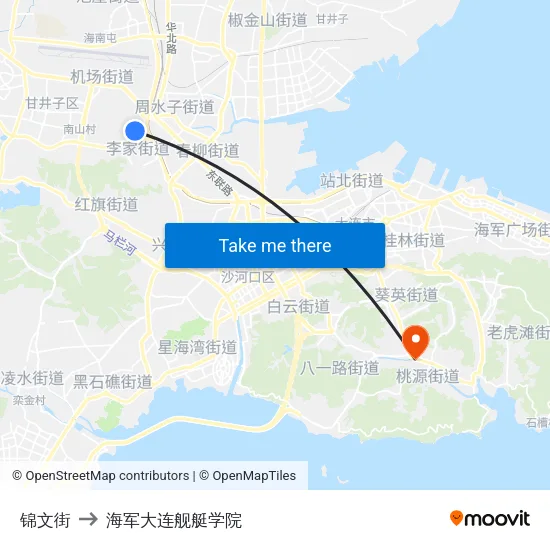 锦文街 to 海军大连舰艇学院 map