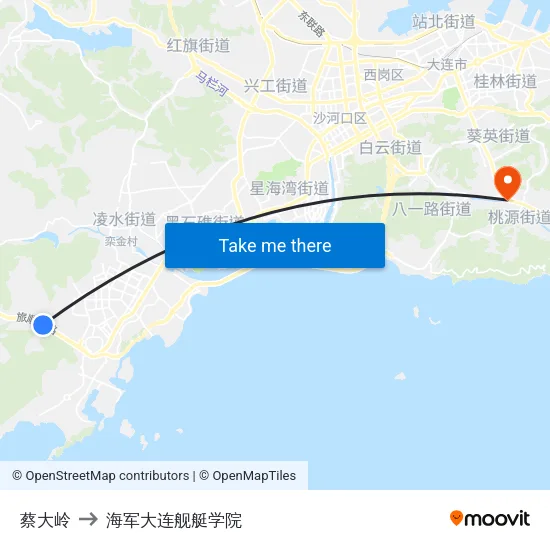 蔡大岭 to 海军大连舰艇学院 map