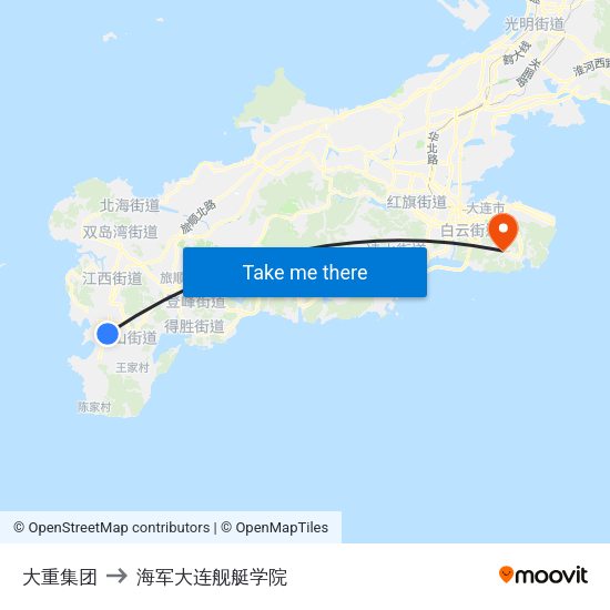 大重集团 to 海军大连舰艇学院 map