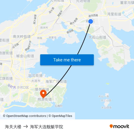 海关大楼 to 海军大连舰艇学院 map